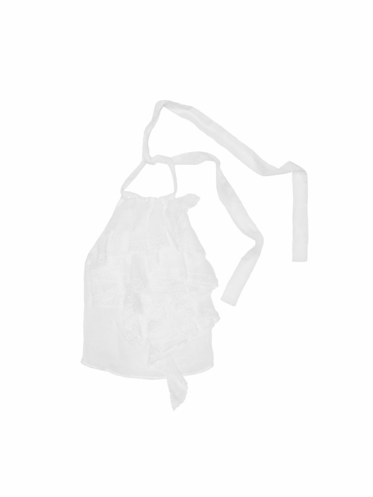 Sheer Chiffon Lace Ruffled Backless Halter Neck Camisole【s0000017179】