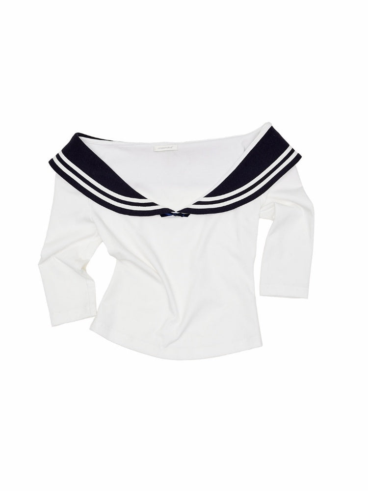 Navy Style Slim Mid-Sleeve Knit T-Shirt【s0000017183】