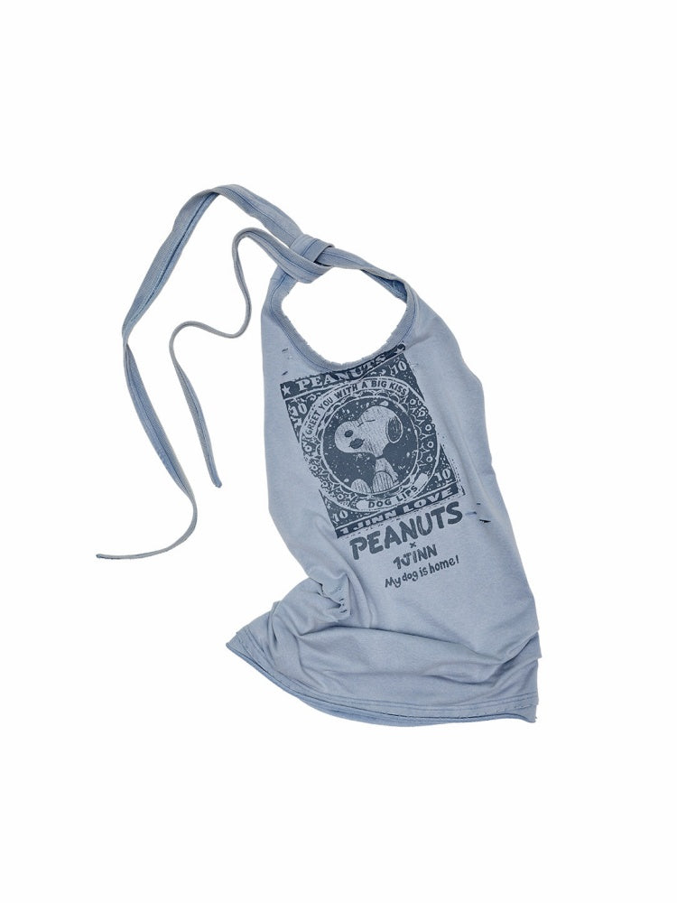 1JINN STUDIO × Snoopy Collaboration Washed Halter-Neck Backless Dress【s0000017188】