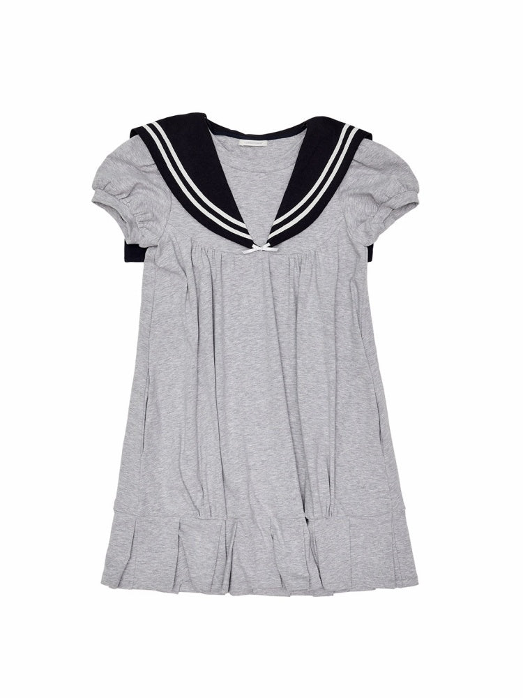 Vintage Oversized Navy Collegiate Pleated Dress【s0000017191】