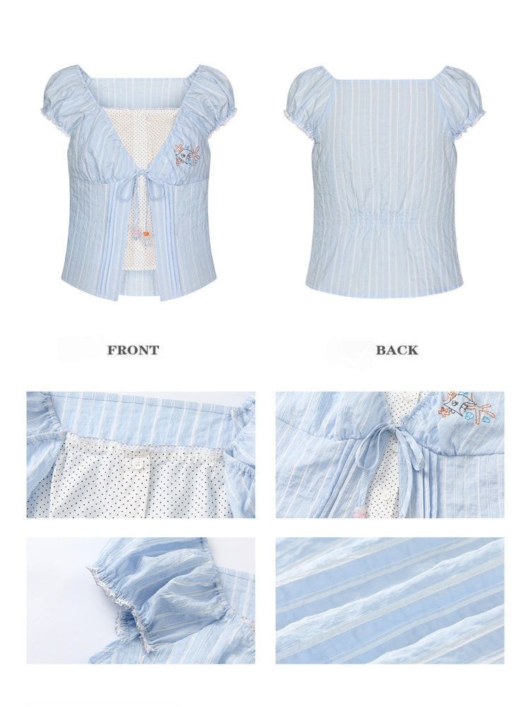 Embroidered Faux Layered Blouse【s0000017352】
