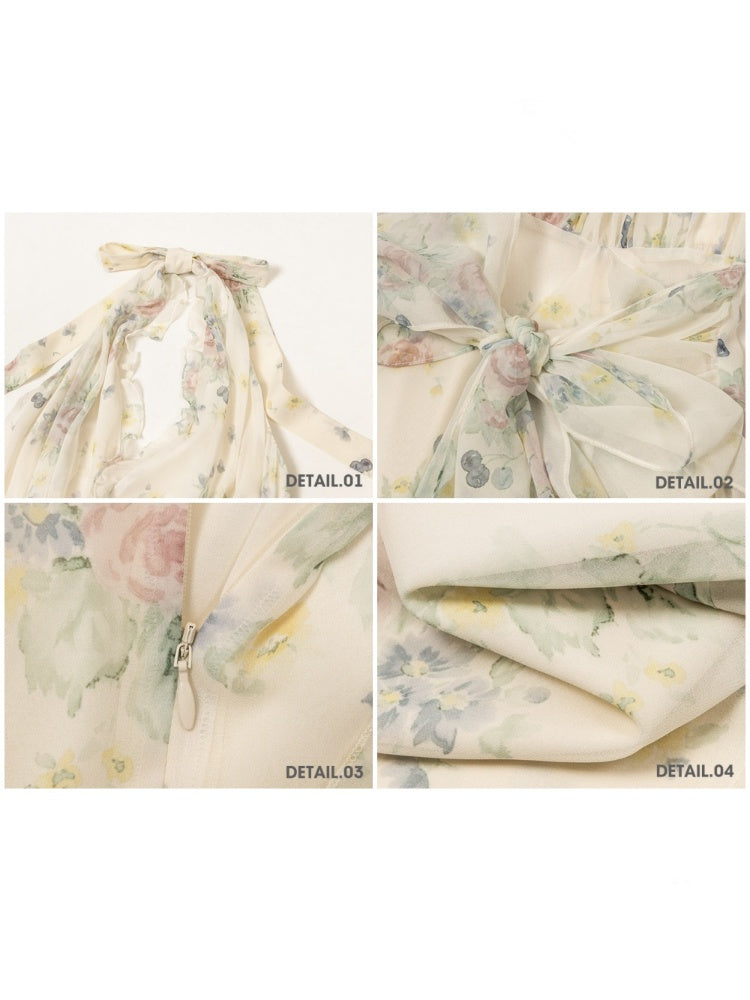Flowers Relaxed Vitality Fairy Summer Sleeveless V-Neck Long Dress【s0000017805】