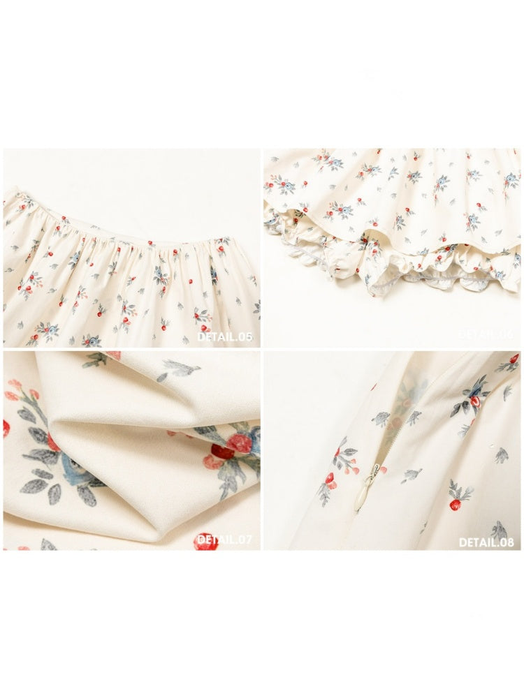 Good Weather Mediterranean Flower Cute Shirt & Skirt Set【s0000017813】