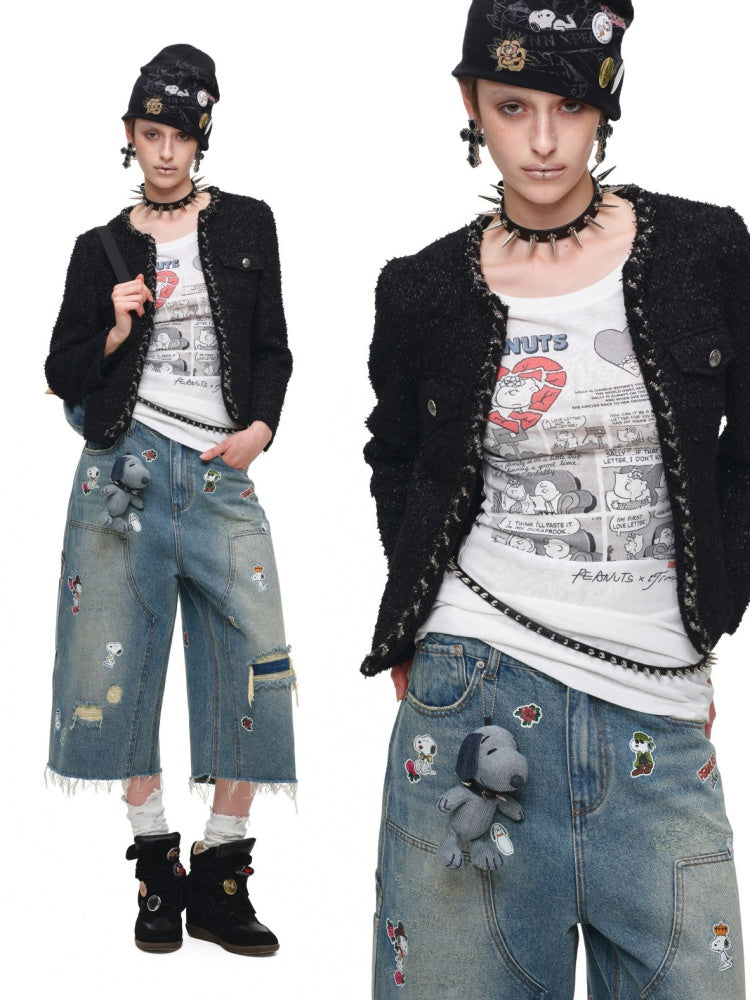 1JINN STUDIO x Snoopy Collaboration Studded Collar Authentic Snoopy Dog Figure Keychain【s0000018117】
