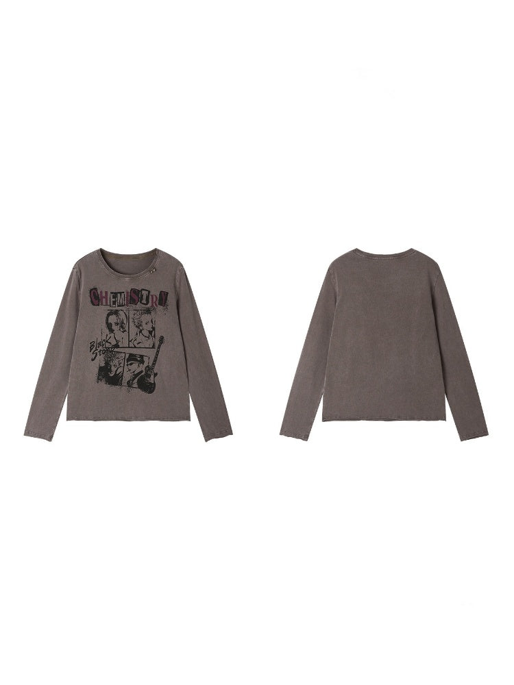 Chemical Girl × NANA Collaboration Rock Band Prints Loose Long-Sleeve T-Shirt【s0000018155】