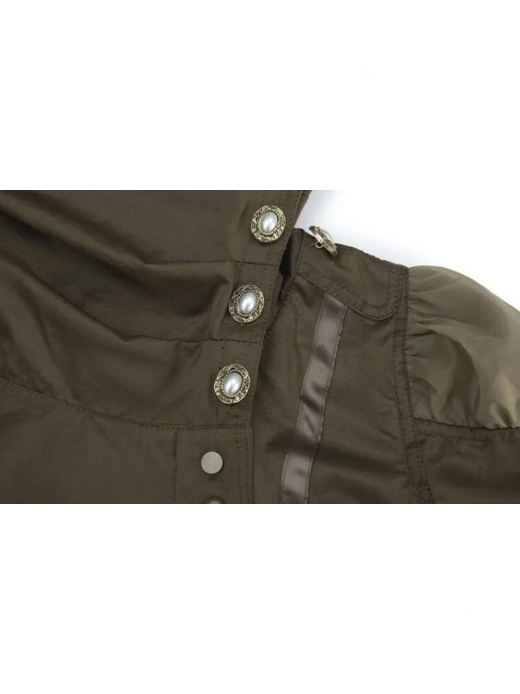 Cropped Slim-Fit Court-Style Asymmetrical High-Neck Fencing Jacket【s0000018391】