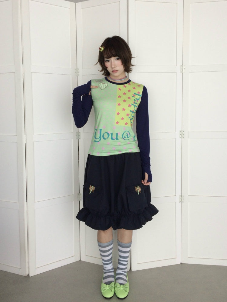 Twill Workwear Buttons Casual Ruffle Bud Midi Skirt【s0000018947】