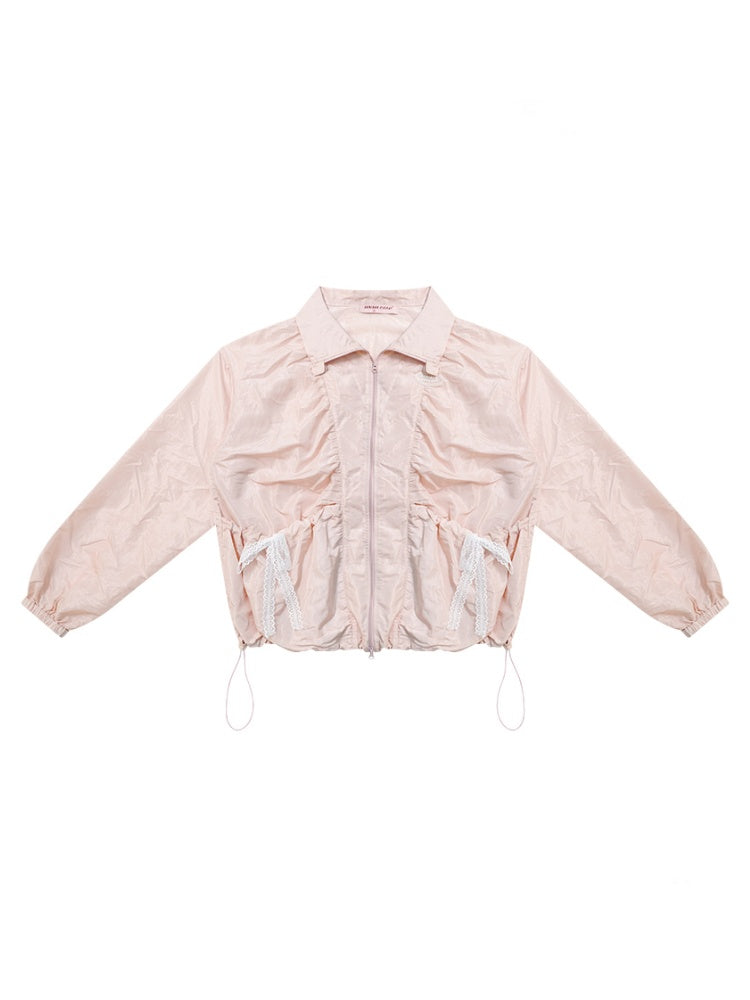 Lace Bow Long Sleeve Double-Zip Jacket【s0000011912】