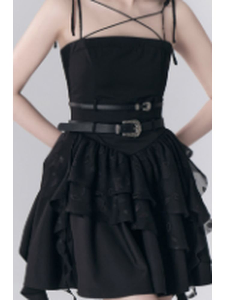 Black Rose Ribbon Dress & belts【s0000001783】