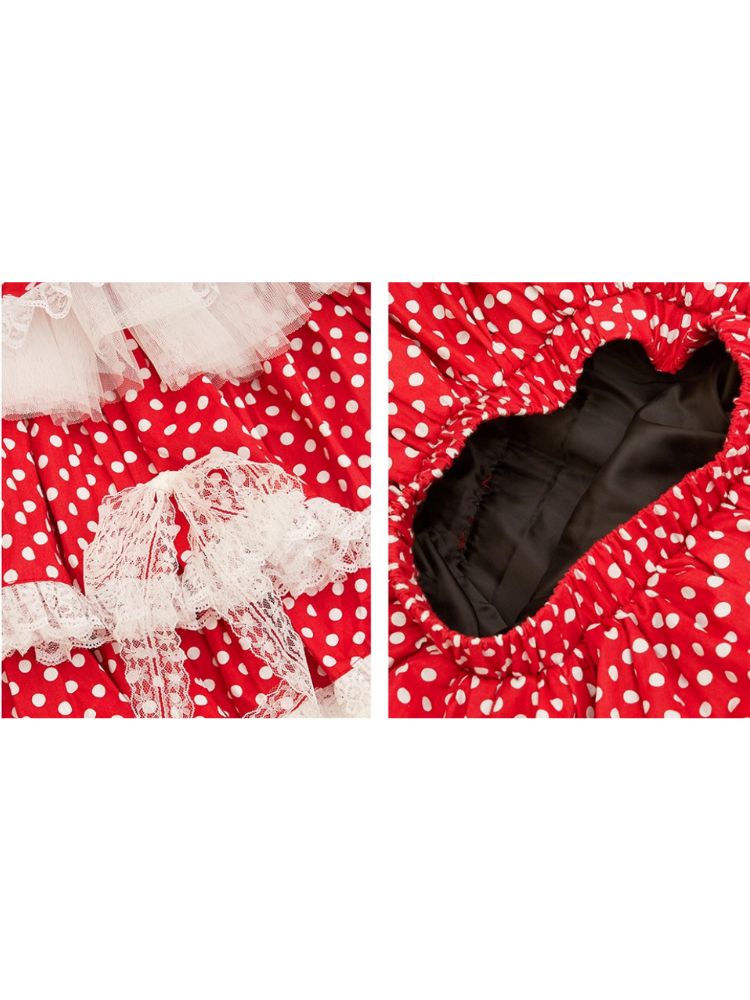 Polka dot lace ruffled tiered skirt【s0000001878】