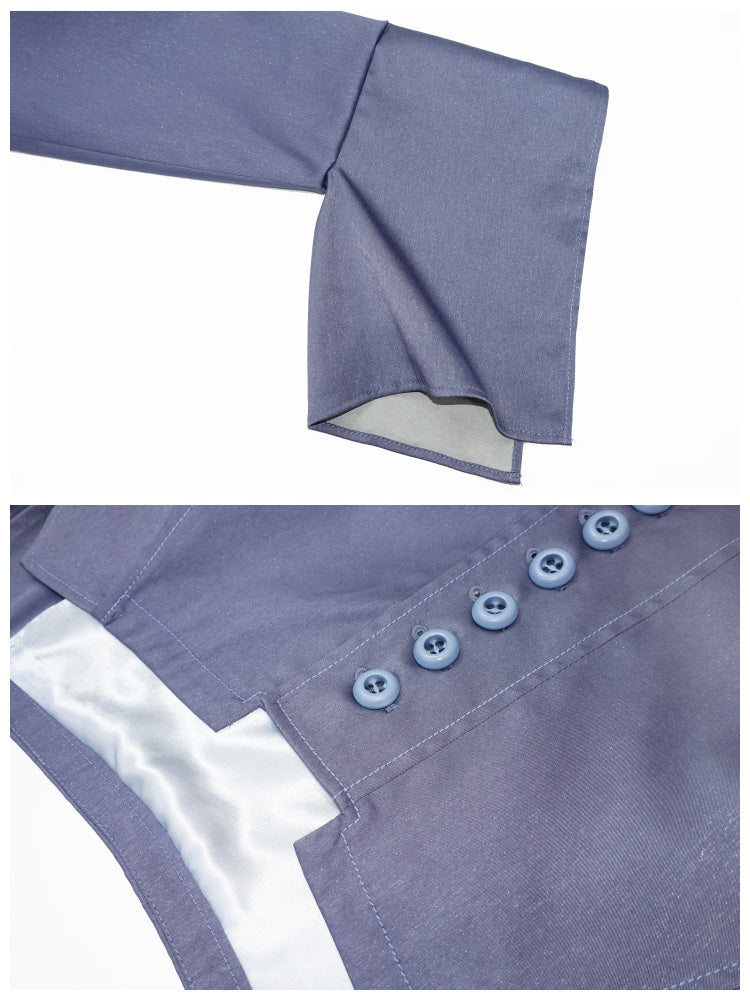 Glossy Denim Irregular Slit Short Shirt【s0000001902】