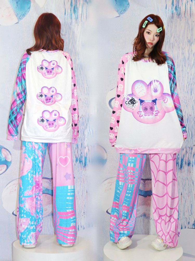 Graffiti print long-sleeved T-shirt【s0000001482】