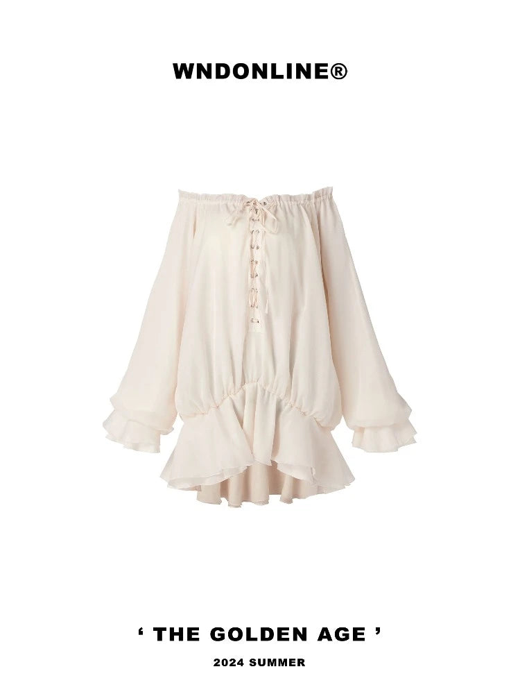 Off-shoulder puff dress【s0000007197】