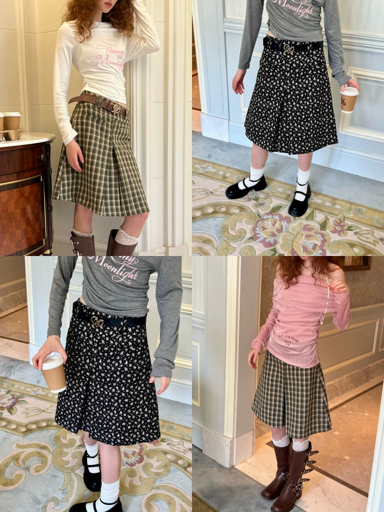 Retro Box Pleated A-line Skirt【s0000003987】