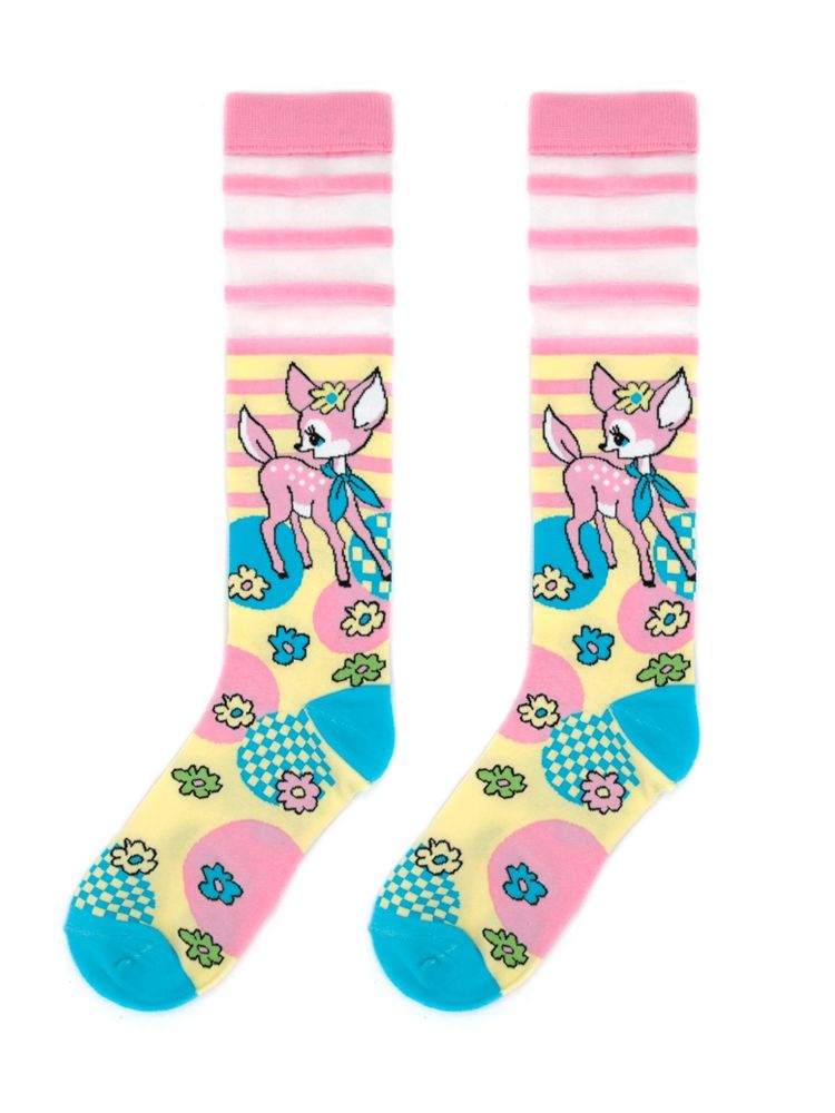 Striped Flowers Color Socks【s0000001476】
