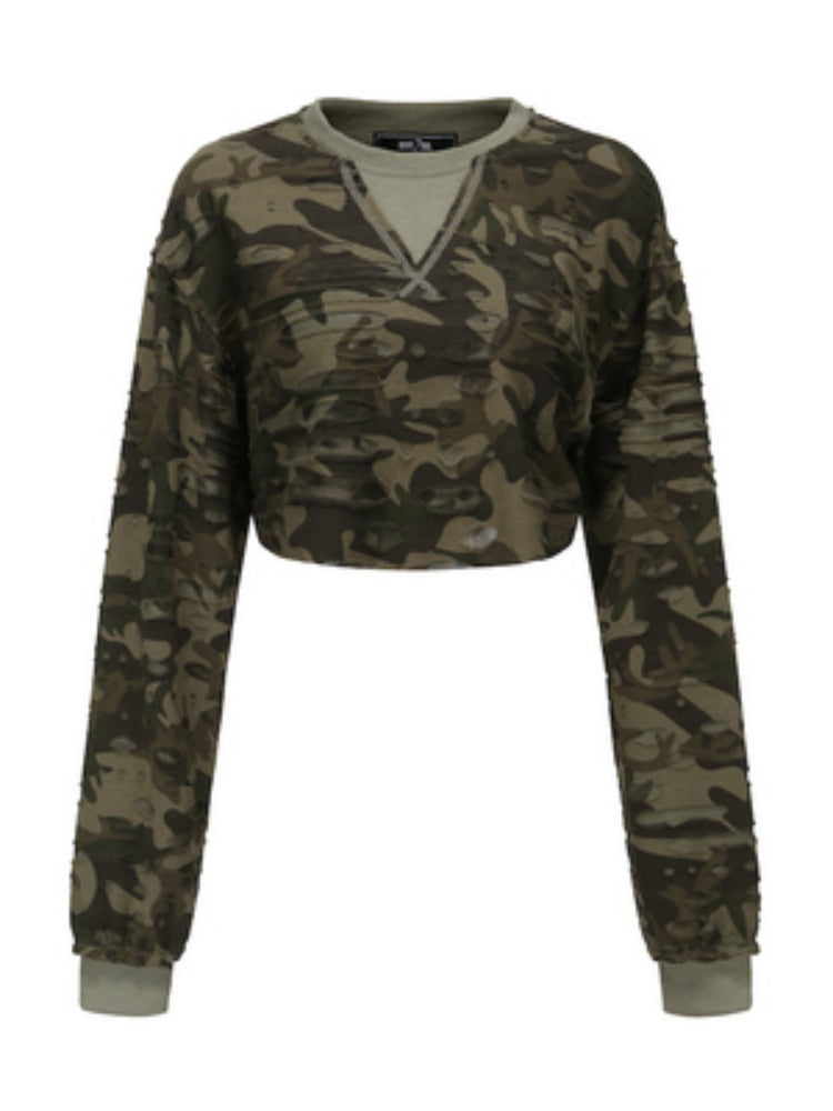 Camouflage Pattern Sweat shirt & Mini skirt Set-up【s0000001181】