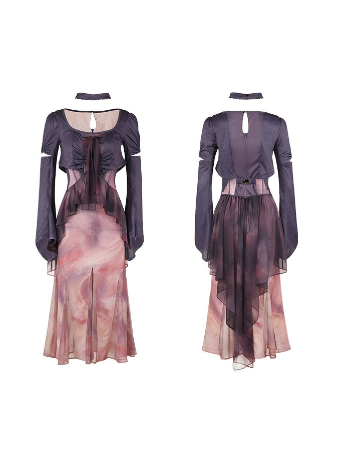 Mermaid Printed Fake Two-piece Dress【s0000003997】