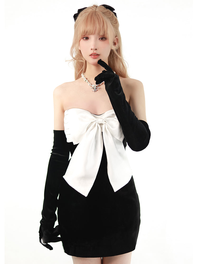 Big ribbon tube top dress【s0000001218】