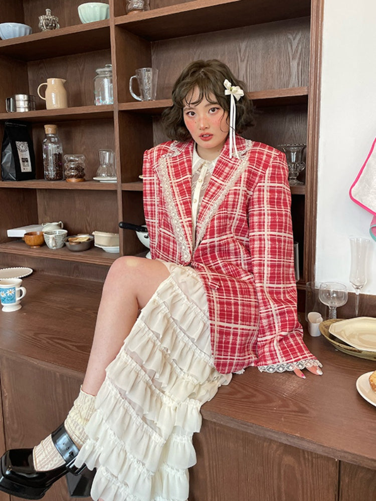 Irregular Chiffon Lace Tiered Long Skirt【s0000001445】