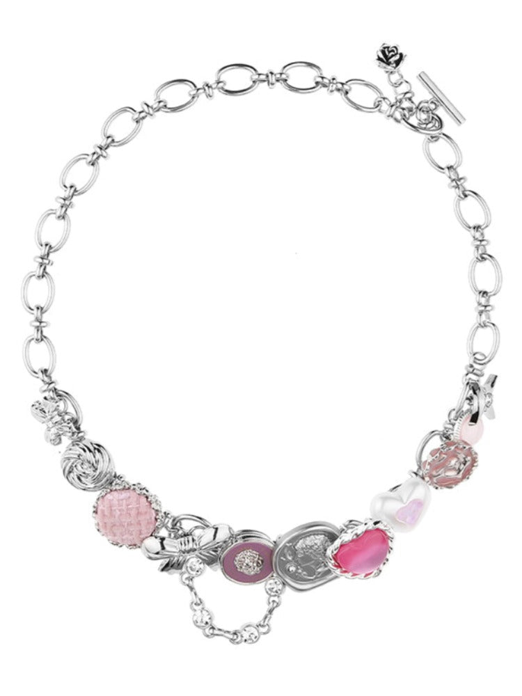 Original handmade pink necklace【s0000002501】