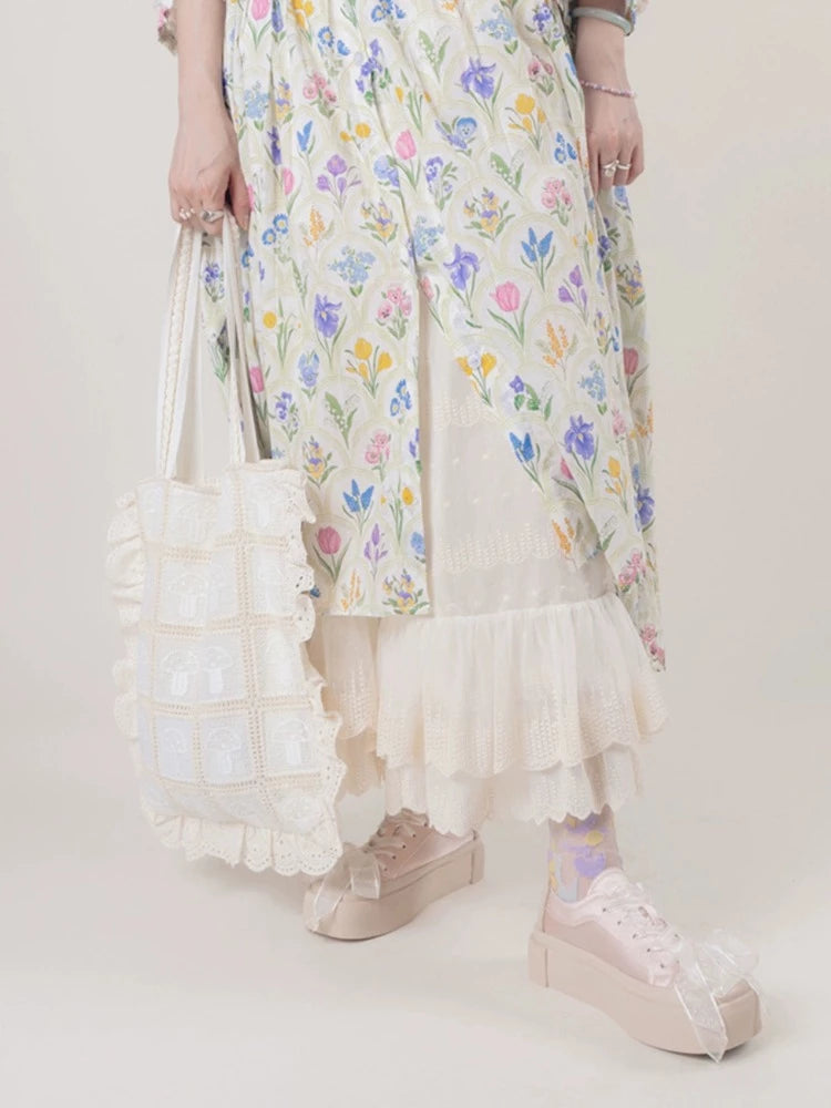 Embroidered mushroom lace handbag【s0000006894】