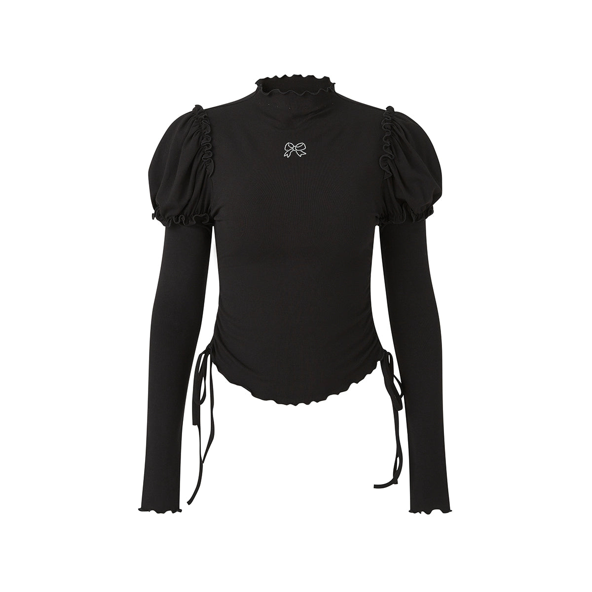 Stretchy Drawstring Black Knit【s0000004448】