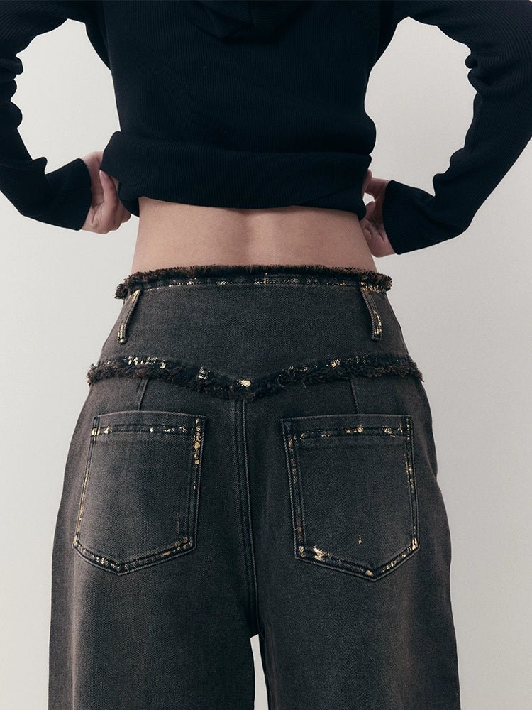 Loose straight denim pants【s0000007254】