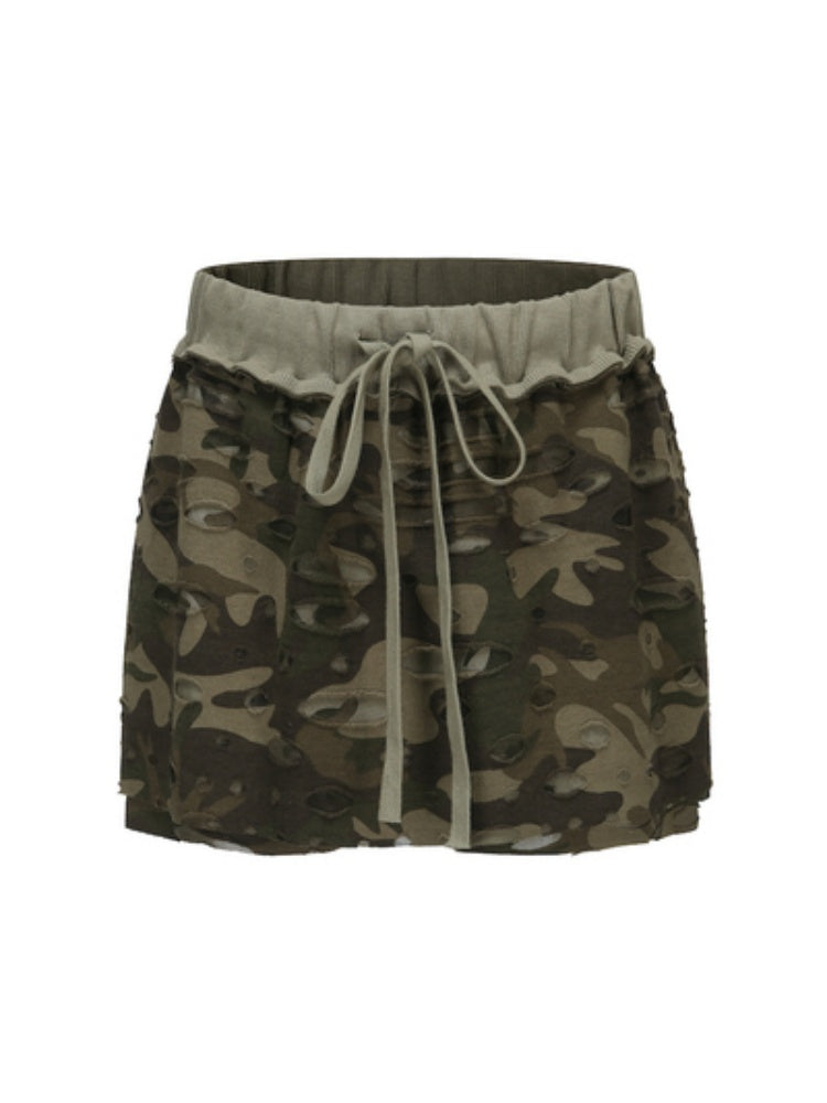 Camouflage Pattern Sweat shirt & Mini skirt Set-up【s0000001181】