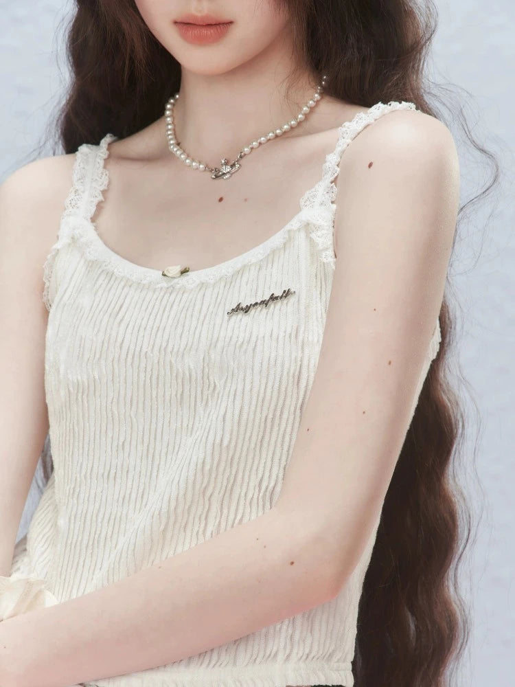 Embroidered loose short camisole【s0000007417】