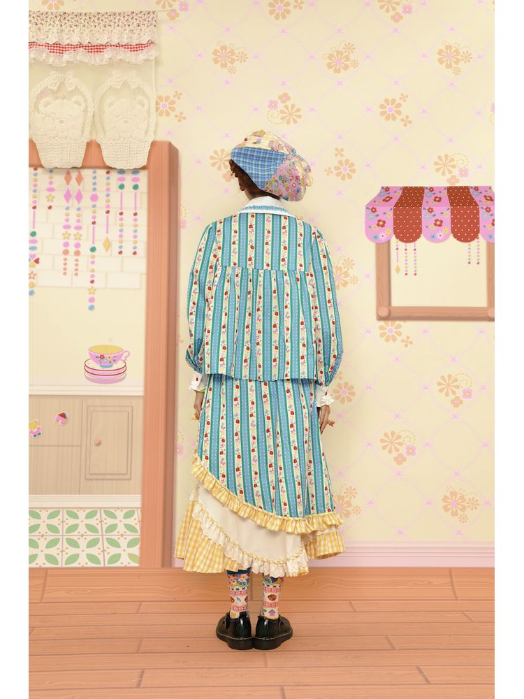 Striped lace skirt【s0000001778】