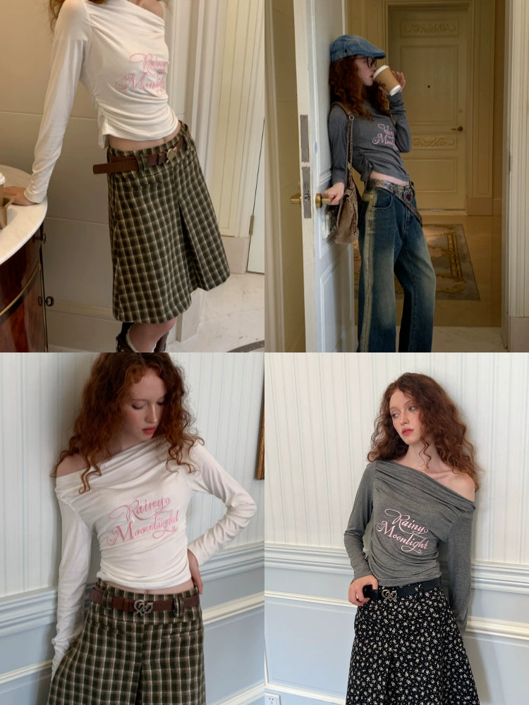 Off-Shoulder Elastic Bottoming Shirt【s0000003983】