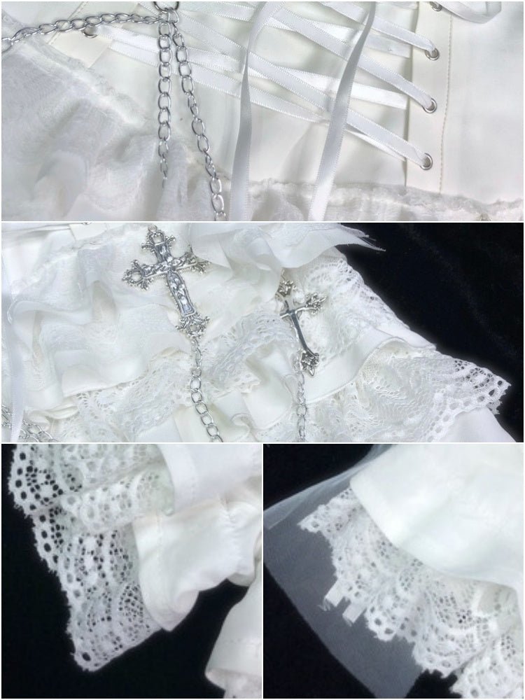 Gothic Punk Cross Chain Lace-up Peplum Short Pants【s0000000780】 - SCULTURE(エスカルチャー)