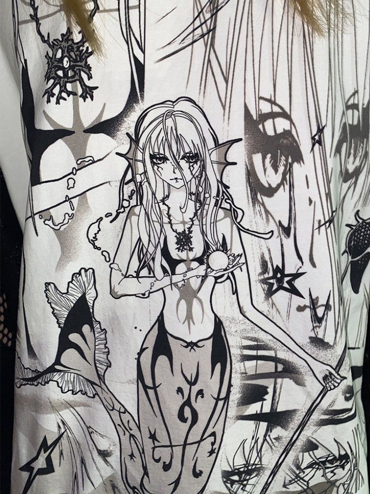 Mermaid Print Long Sleeve T-shirt 【s0000000031】