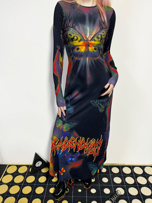 Butterfly Graphic Tight Fit Long Sleeve Dress【s0000011781】
