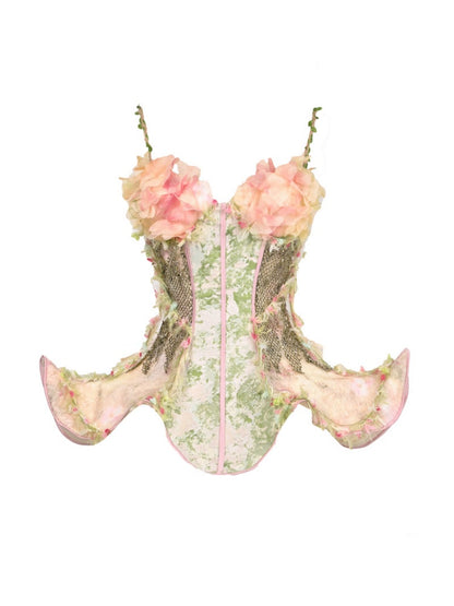 Forest Fairy Floral Lace Corset Dress 4-iece Set【s0000011761】