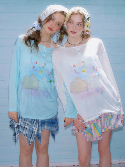Rabbit Print Long Sleeve T-Shirt【s0000011915】