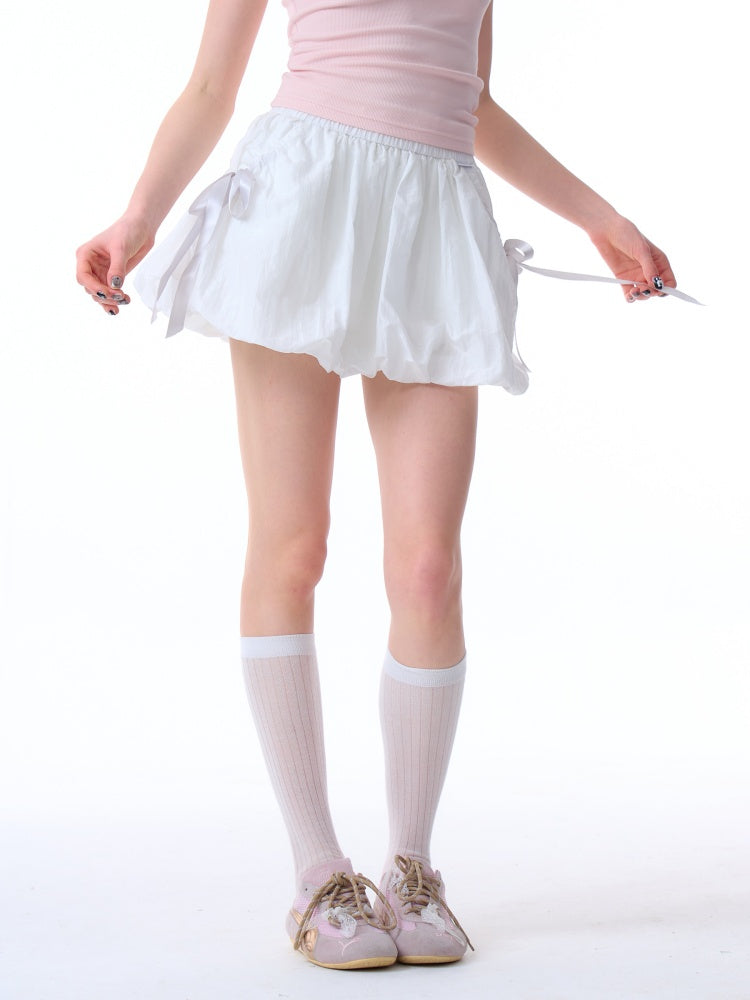 Bow High Waist A-Line Bud Mini Skirt【s0000011919】
