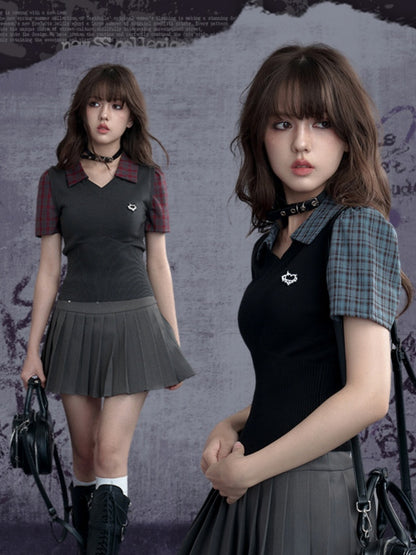 Fake Two Pieces Knitted Vest Polo Short Sleeve T-Shirt【s0000011926】