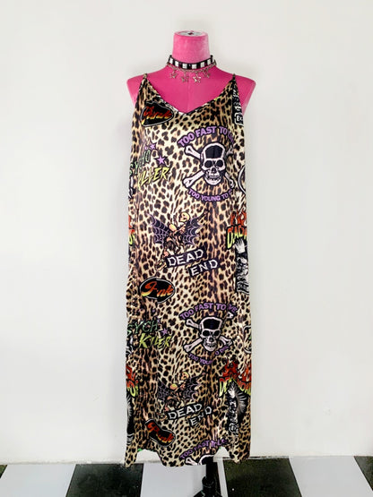 Punk Leopard & Skull Print Adjustable Length Camisole Dress 【s0000011782】