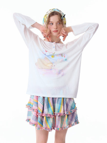 Rabbit Print Long Sleeve T-Shirt【s0000011915】