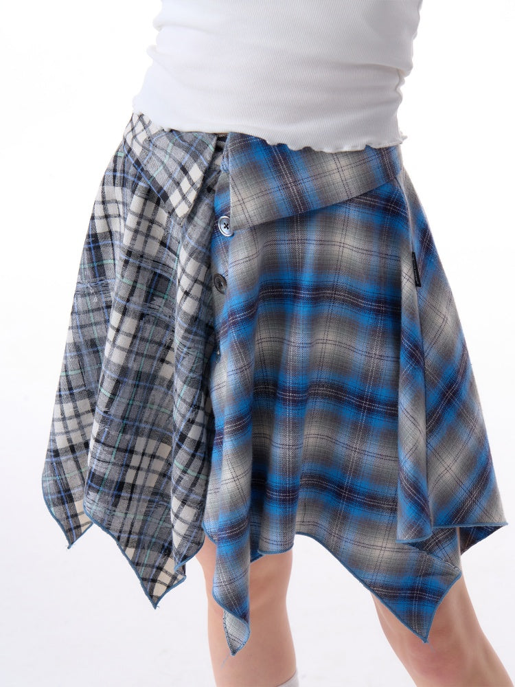 Irregular Contras Plaid High Waist Mini Skirt【s0000011756】