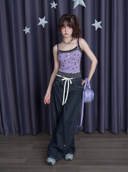 Star Studded Banana Jeans Pants【s0000011928】