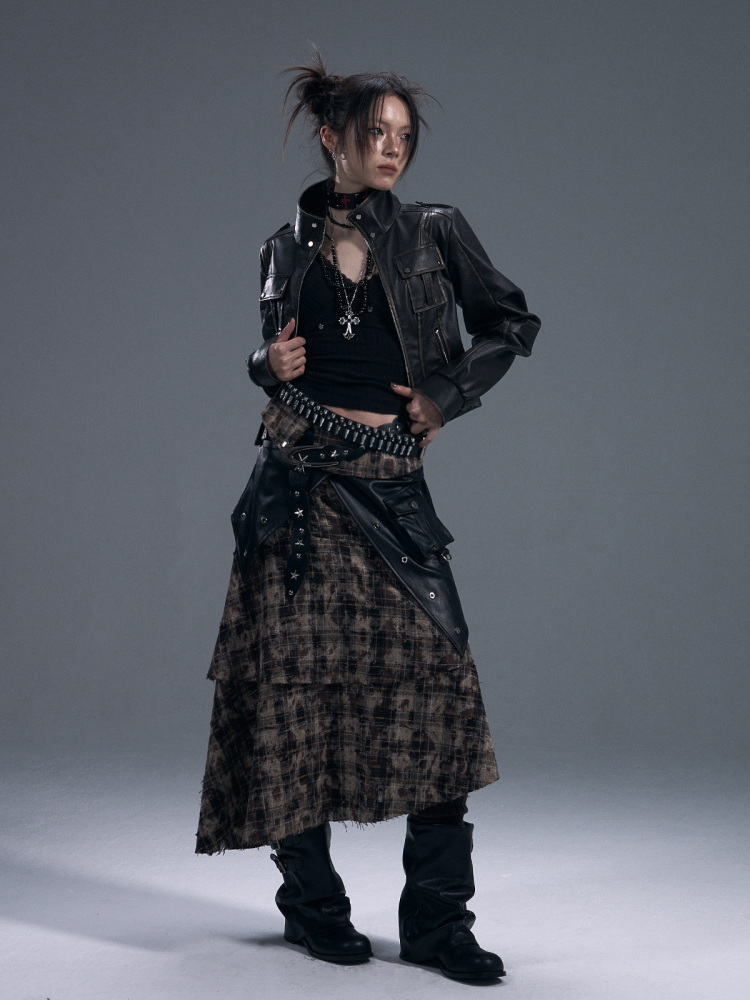 Punk Fake Leather Stand Collar Cropped  Riders Jacket【s0000011877】