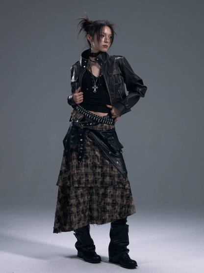 Punk Fake Leather Stand Collar Cropped  Riders Jacket【s0000011877】