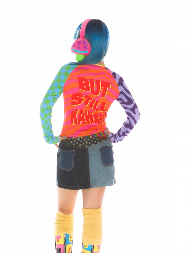 Y2K Dopamine Color Blocked Print Long sleeved T-Shirt【s0000011785】
