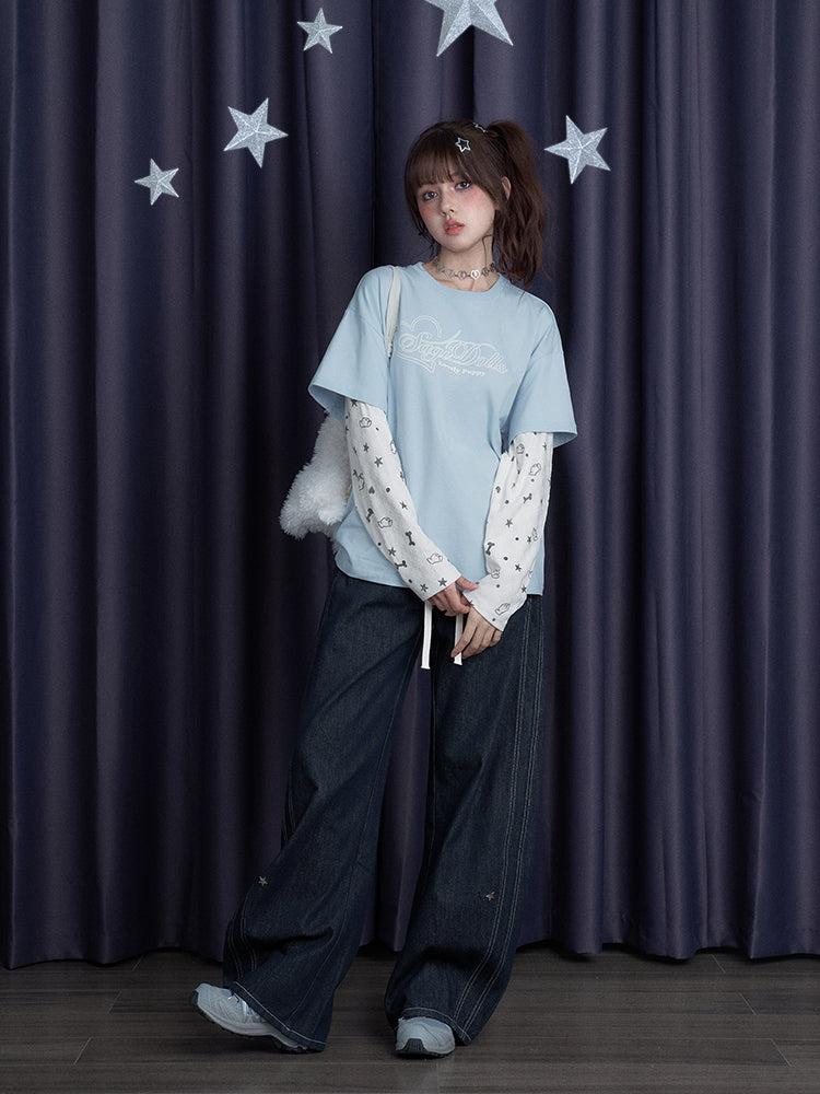 Star Studded Banana Jeans Pants【s0000011928】