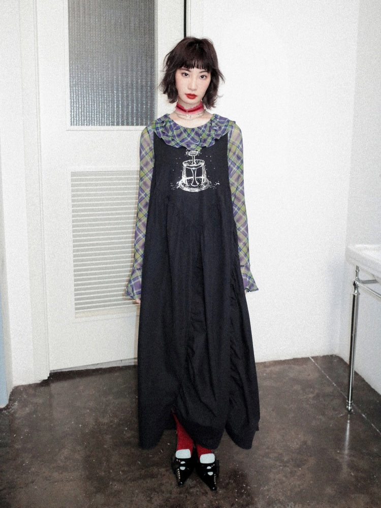 Embroidered A-Line Sleeveless Long Dress【s0000011897】