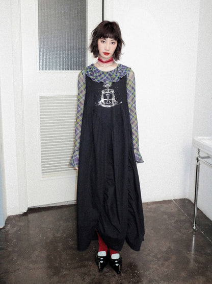 Embroidered A-Line Sleeveless Long Dress【s0000011897】