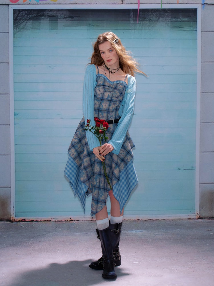 Rib Knitted Long Bell Sleeve Cropped Cardigan【s0000011758】