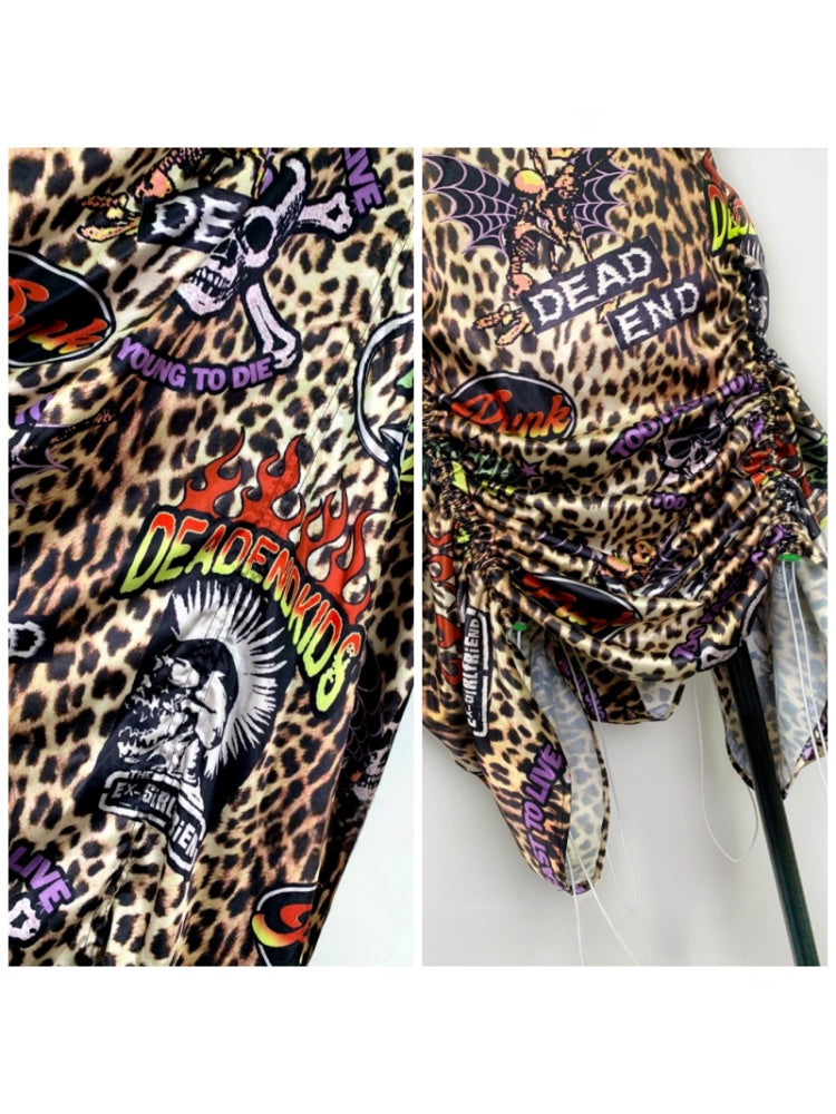 Punk Leopard & Skull Print Adjustable Length Camisole Dress 【s0000011782】